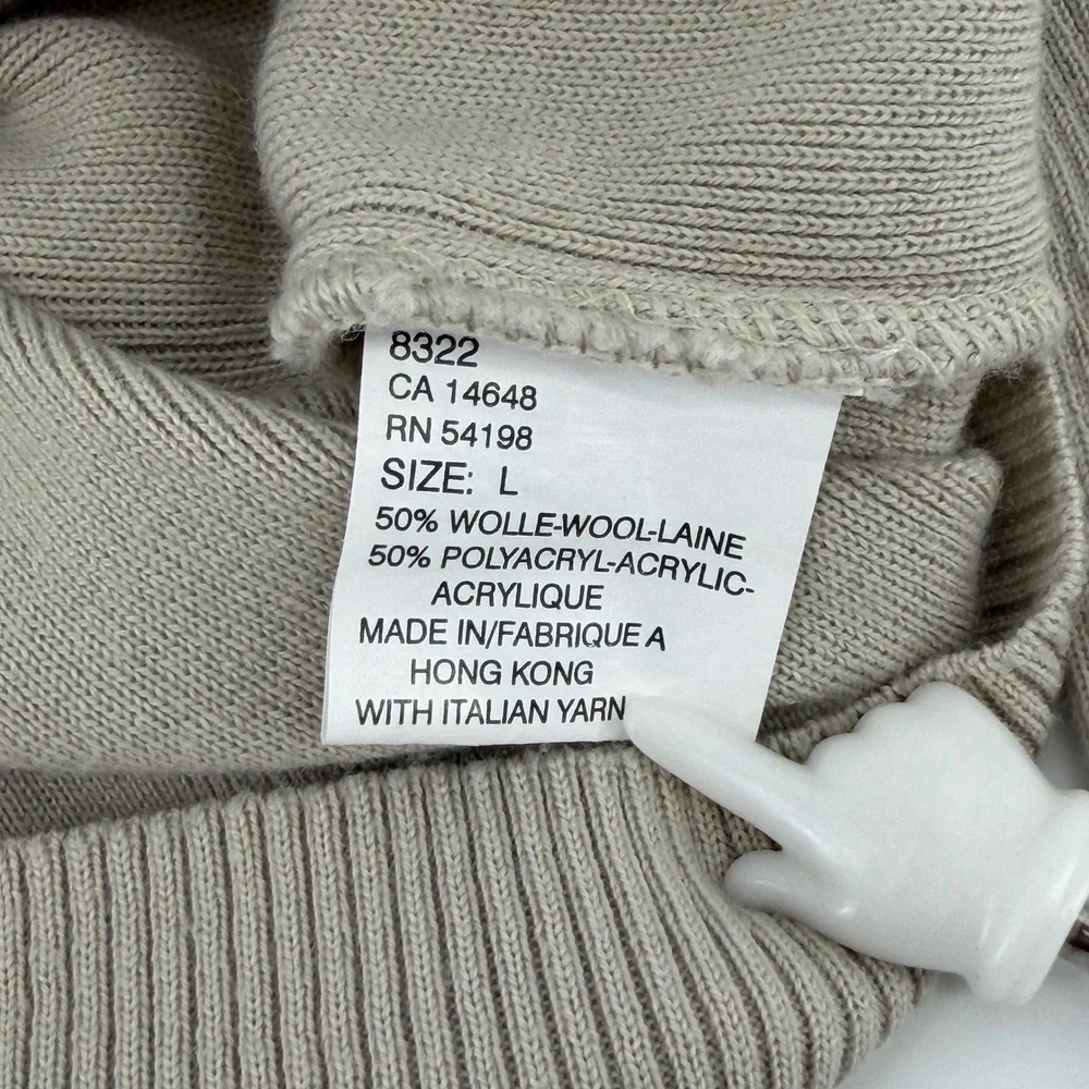 Bogner Men's L Crewneck Wool Blend Sweater Beige Knit Long Sleeve Italian‎ Yarn